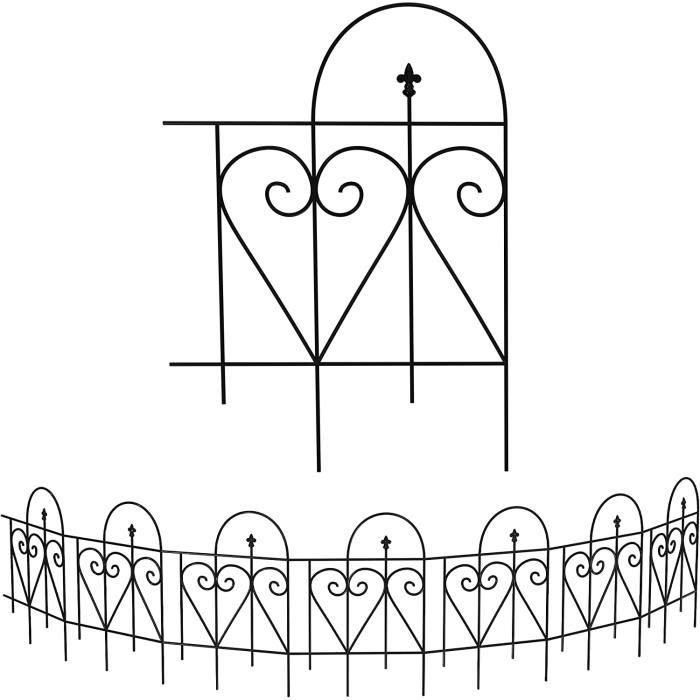 Clôture Bassin Lospitch 10 Éléments Droit + 12 Barres - Métal Vert 77,5x64cm - Sécurité Enfants Animaux