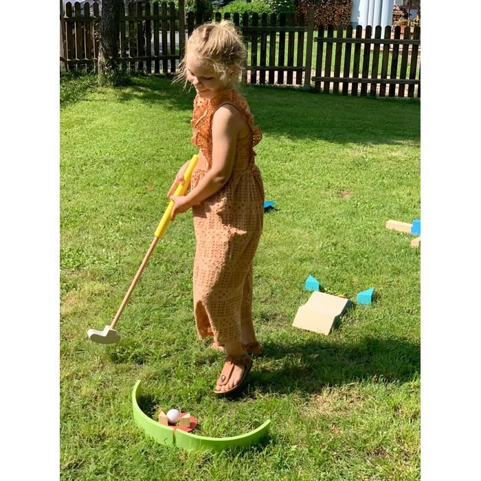 Mini golf en bois pour enfant - SMALL FOOT - Set de mini-golf avec obstacles - Multicolore - A partir de 5 ans