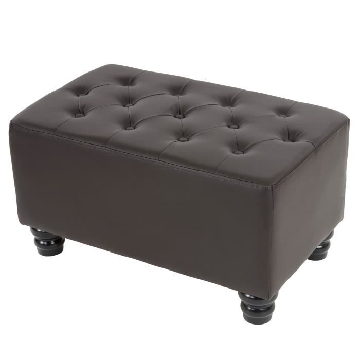 pouf pour fauteuil de luxe lounge relax chesterfield similicuir ~ pieds ronds, brun antique