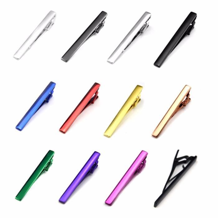 Pinces à Cravate Pour Homme Lot 4 Pièces Argenté Lot De 4 Pinces à Cravate En Métal Argenté - 6x1.8cm - Accessoire élégant Pour Homme - Cadeau Stylé Pince Cravate Métal Argenté