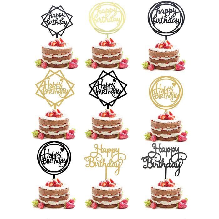 Umisu 9 Styles Happy Birthday Cake Topper Joyeux Anniversaire Decoration De Gateau Acrylique Reutilisable Decor Pour Fete Annive232 Cdiscount Maison