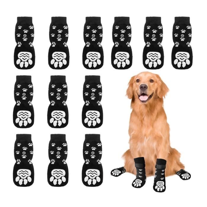 Chaussettes Antidérapantes - Chien - 12pcs - RéGlables avec Velcro - Confort Doux - Protection Intérieure