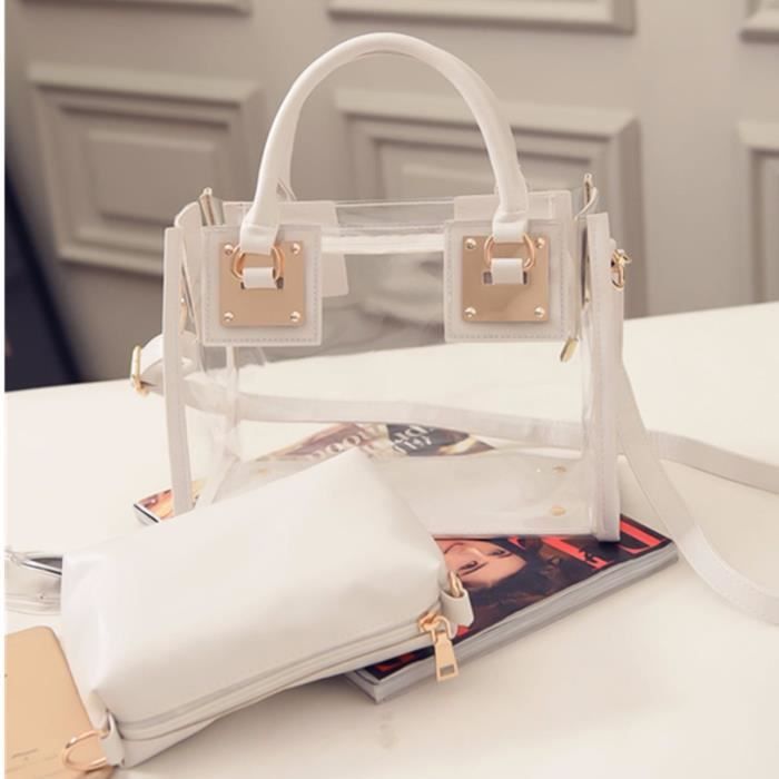 Sac  Main Transparent  Plage Femme Blanc Achat Vente 