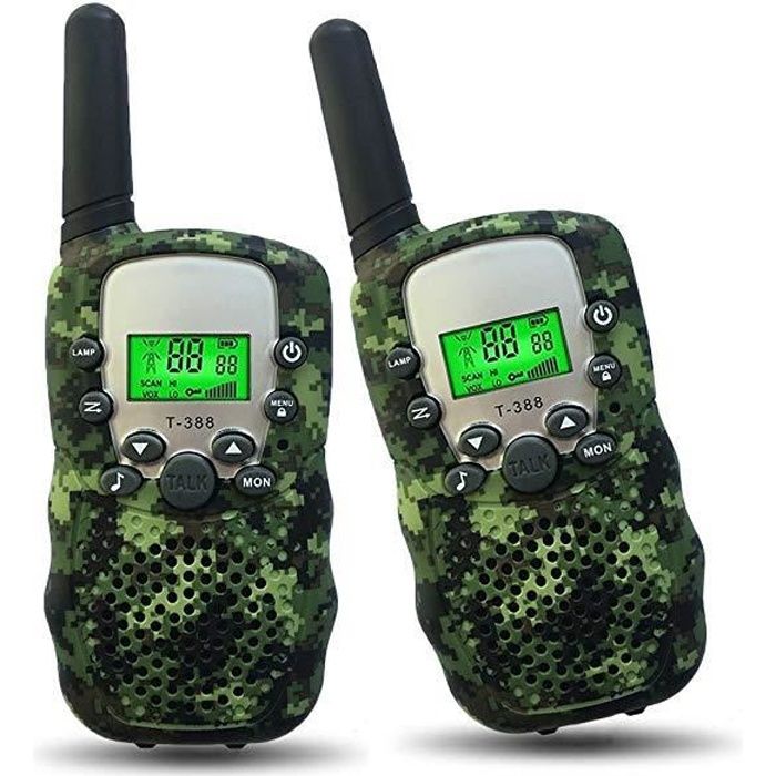 Talkies Walkies pour enfants, T-388 Walkie-talkies rechargeable Enfants Cadeaux de Noël pour 4-12 ans Garçons/Filles (Camouflage,1 P