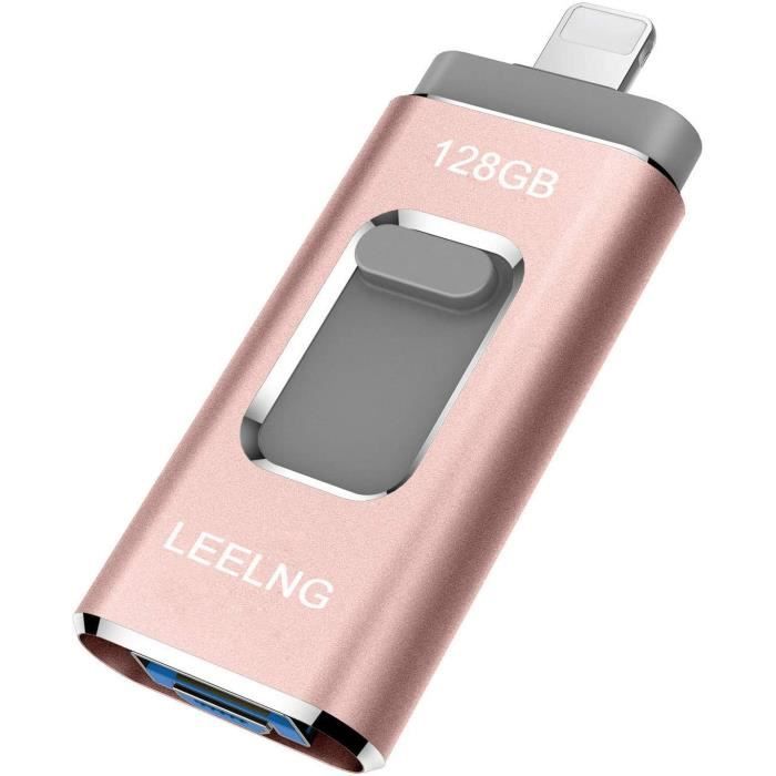Apple MFi 128Go Cle-USB-iPhone Cle-USB-C-Lightning-iPhone Cle-USB-iPad  Pendrive-pour-iPhone Stockage-Externe-Lightning-Type C-Memory-Stick