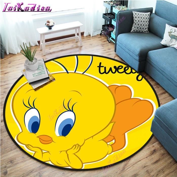 Rururug Tapis Rond Enfant 120 Cm – Motif Lion Orange Mignon – Tapis Bébé Doux & Antidérapant Pour Chambre & Salon