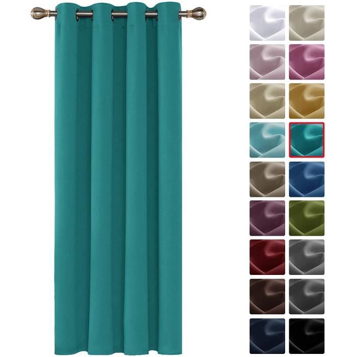 Rideau 1 Pcs Occultant Isolant Thermique Rideau A Oeillets En Chambre Bebe Enfant Panneau De Salon 140x280cm Turquoise Cdiscount Maison