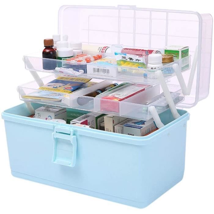 Theo&Cleo Boîte de rangement pour médicaments, boîte à pharmacie, boîte à  pharmacie, grande taille (bleu foncé) : : Cuisine et Maison