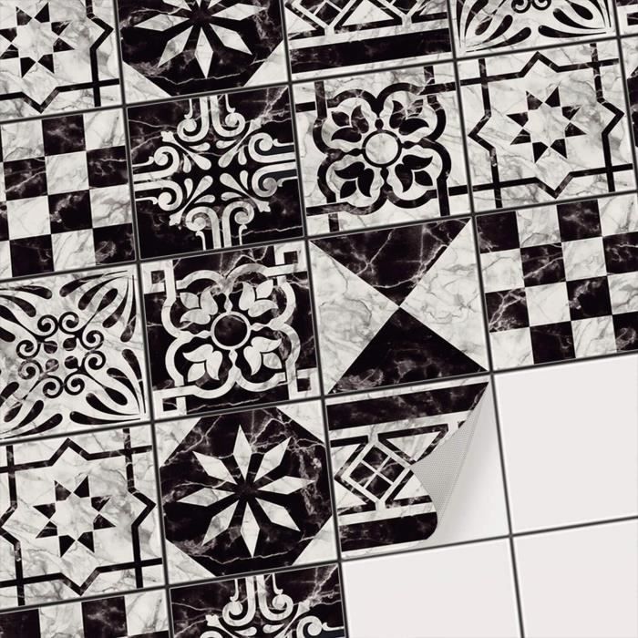 Stickers Autocollants Pour Carrelage Sol 30x30cm - Design Grey Black, Imperméable, Lavable, Pour Salle De Bain Et Cuisine - 7