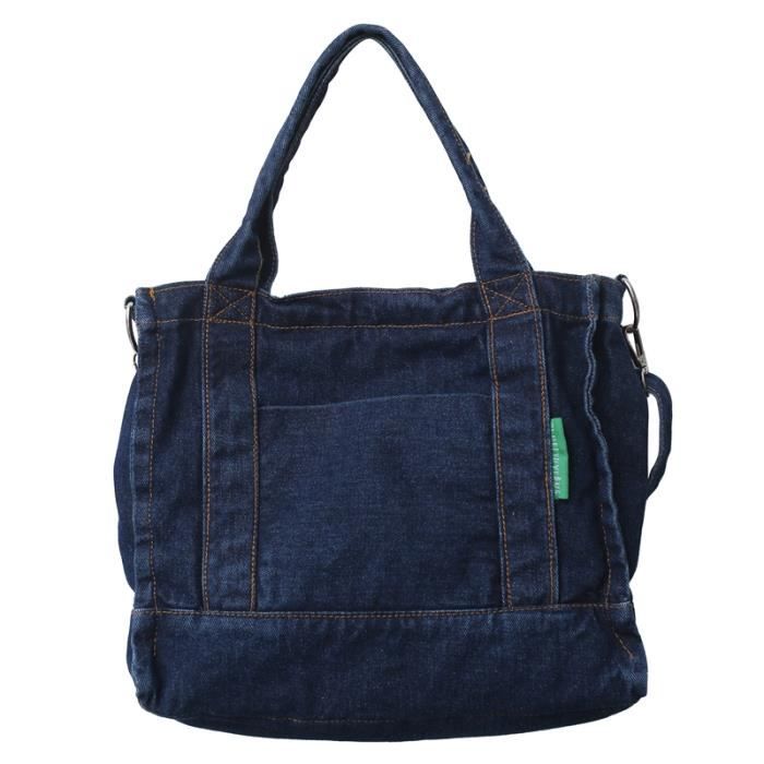 Sac bleu fonc 20 30 cm Longueur maxi 50 cm Sac Main En Denim cologique R utilisable Pour Femm