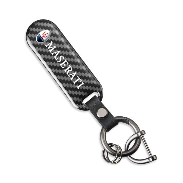 Petite Maroquinerie et Accessoire,Porte-clés en métal et cuir,emblème de  voiture,accessoires pour Maserati - Maserati-CarbonBlack