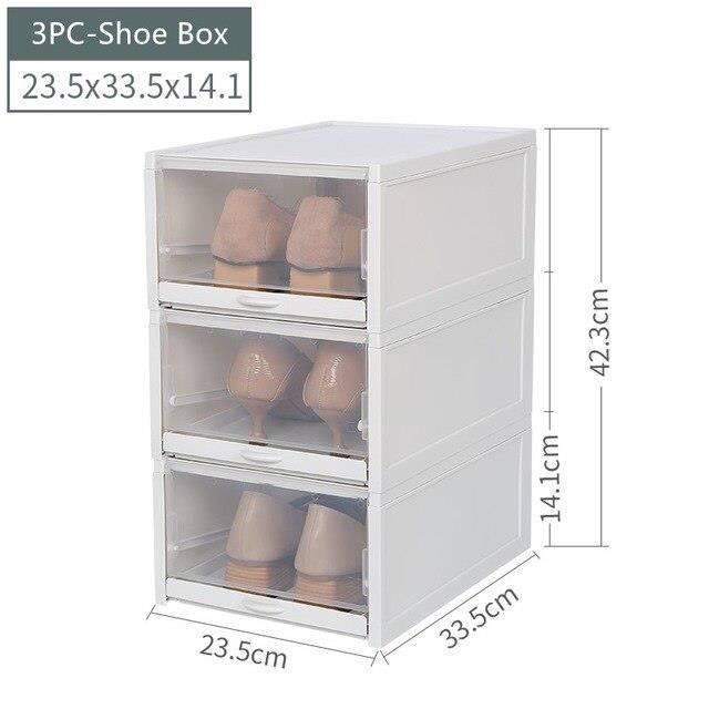 Boîtes à chaussures empilables, plastique durable, rangement multifonctionnel, design transparent - Maison
