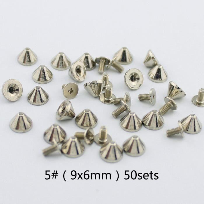 Lot De 12 Jeux De Rivets à Vis Ronds 8x5 Mm, Pointes En Cuir Argenté - Neuf