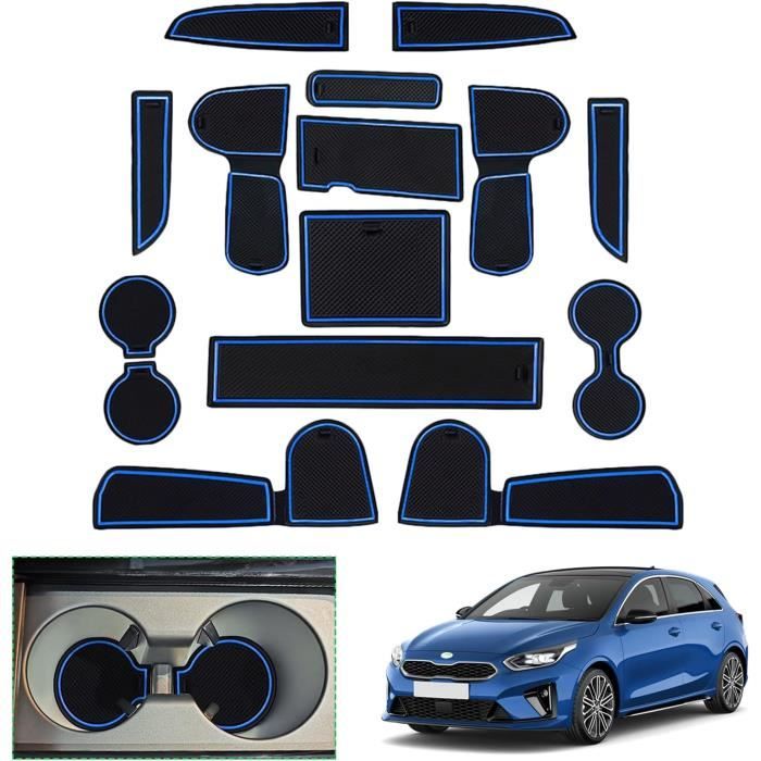 Kit De 12 Tapis Antidérapants Pour Console Centrale BMW Série 3 G20 (2019-2025) - Caoutchouc Souple Bleu - Protection Rangement