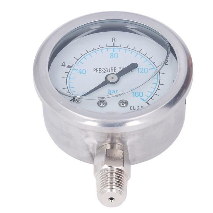 Manomètre 0-10 Bar Avec Raccord 1/4 NPT - Pour Mesure D'Eau, D'Huile, D'Air Et De Gaz - 8