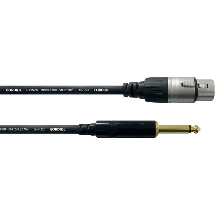 CORDIAL CCM10FP - Câble microphone asymétrique - XLR femelle/Jack mâle mono - 10M