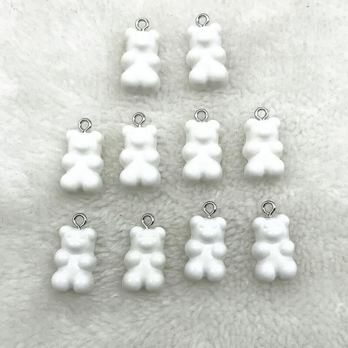 10 Breloques Ours Mignon En Résine - Pour Création Bijoux DIY (colliers, Bracelets, Boucles D'oreilles) - Taille 2,2 X 1,5 Cm - 7