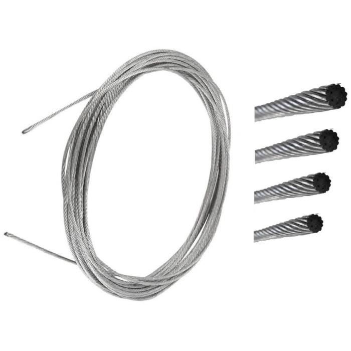 SET 15m câble acier galvanisé 6x7 3mm + 6 serre-câbles étrie et 2 tendeurs  a cage crochet-oeil