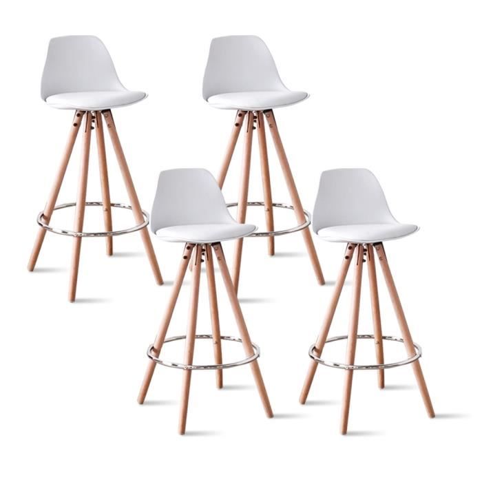 Lot de 4 tabourets de bar blancs - Soren Lot de 4 tabourets de bar blancs - Soren