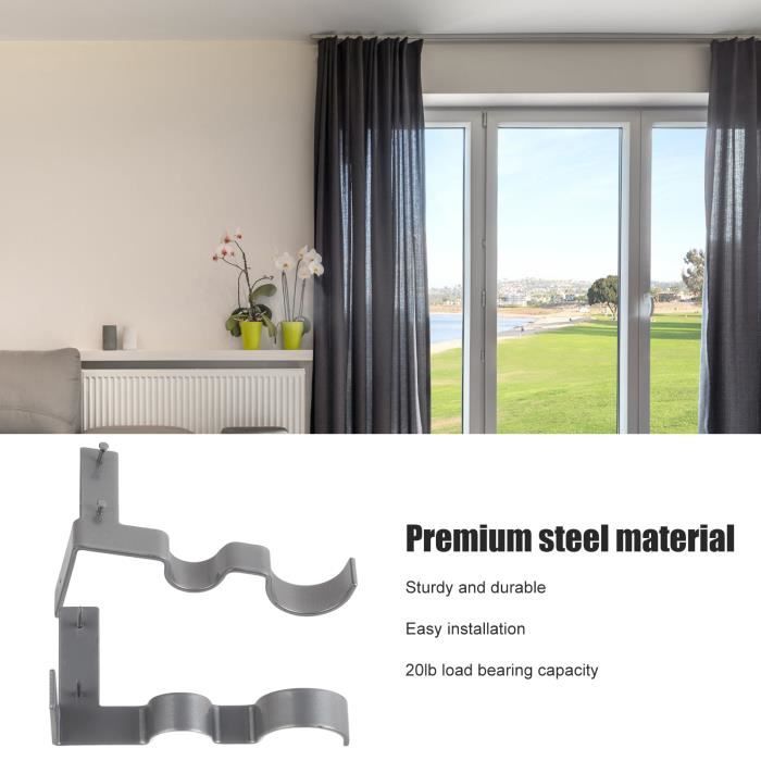 Milleplus-support De Tringle à Rideau Vintage 2pcs Support De Tringle à Rideau Double En Acier