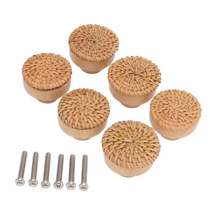 Lot De 6 Boutons De Meuble Rotin 40 Mm Bouton De Meuble