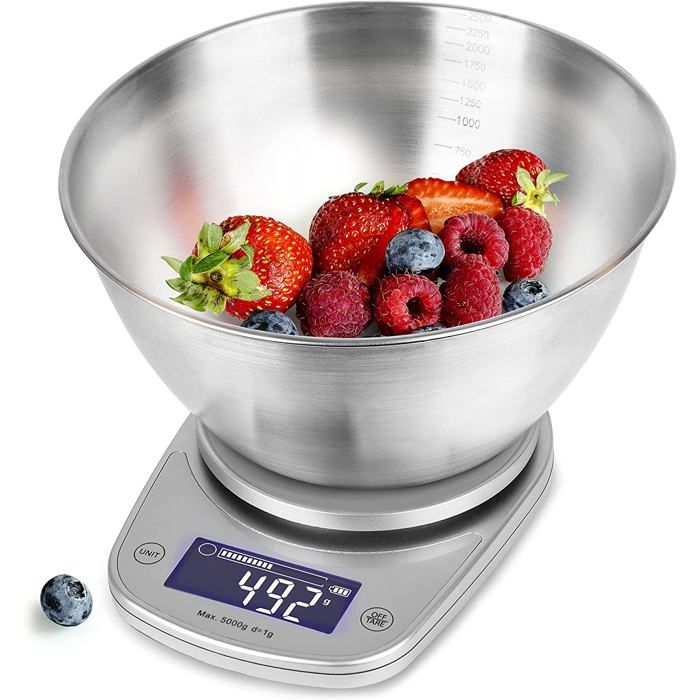 Ks875 balance de cuisine fine avec surface en verre noire - 5 kg