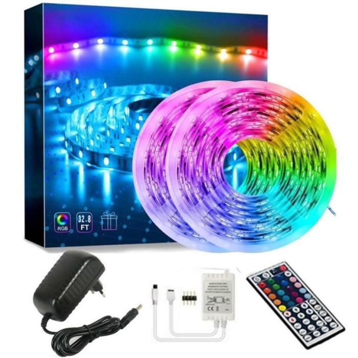 Ruban LED 20M, Bande LED 600 LEDs 5050 RGB kit de Bandes Lumineuses à LED Multicolore