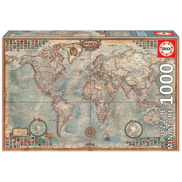 Puzzle Le Monde 1000 pièces - EDUCA - Voyage et cartes - Adulte - 12 ...