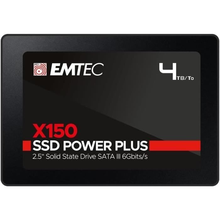 Disque Dur SSD Interne 25 - EMTEC - X150 Power Plus - 4To - SATA III - 520Mo/s
