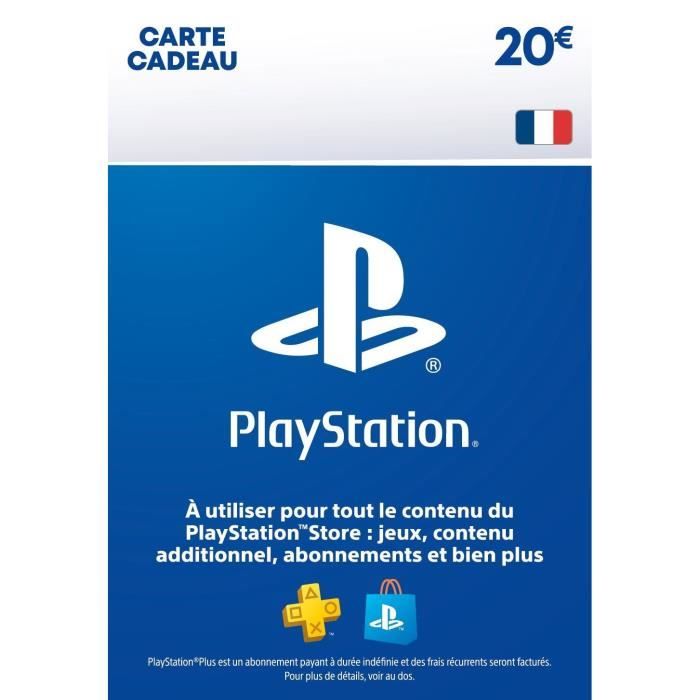 Carte cadeau numérique de 20€ à utiliser sur le PlayStation