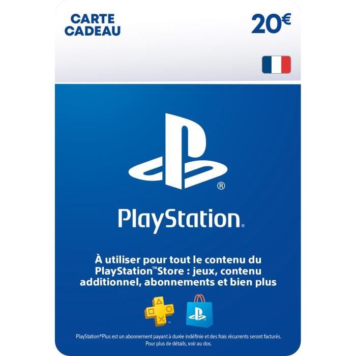 Carte cadeau numérique de 20€ à utiliser sur le PlayStation