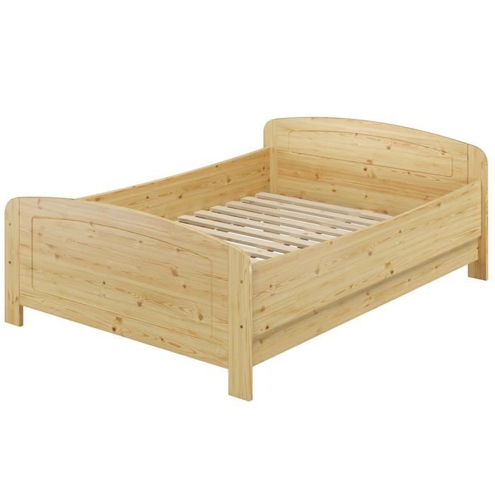 Idéal pour les personnes âgées lit double extra haut en pin massif 140x200 avec sommier 60.44-14 Idéal pour les personnes âgées lit double extra haut en pin massif 140x200 avec sommier 60.44-14
