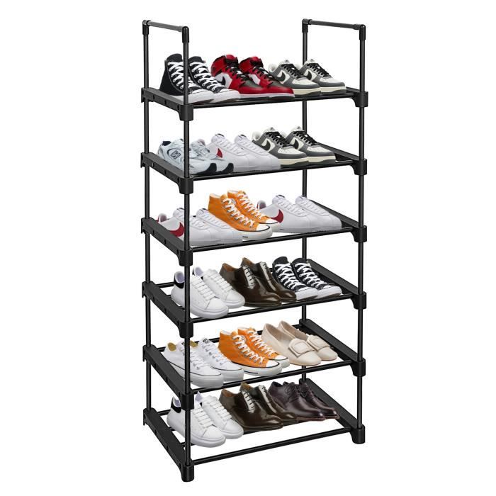 SULPO Lot De 10 Organisateurs De Chaussures Noirs Empilables - Gain De Place Malin Pour Placard Et Armoire