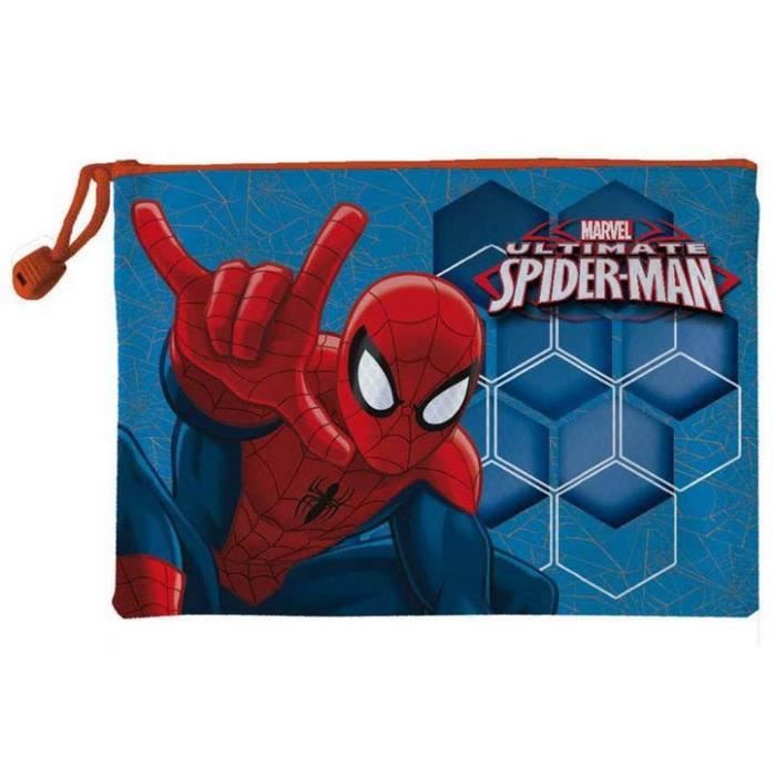 Trousse De Toilette Spiderman Marvel - Bleue, 24x14x10 Cm, Pour Garçon
