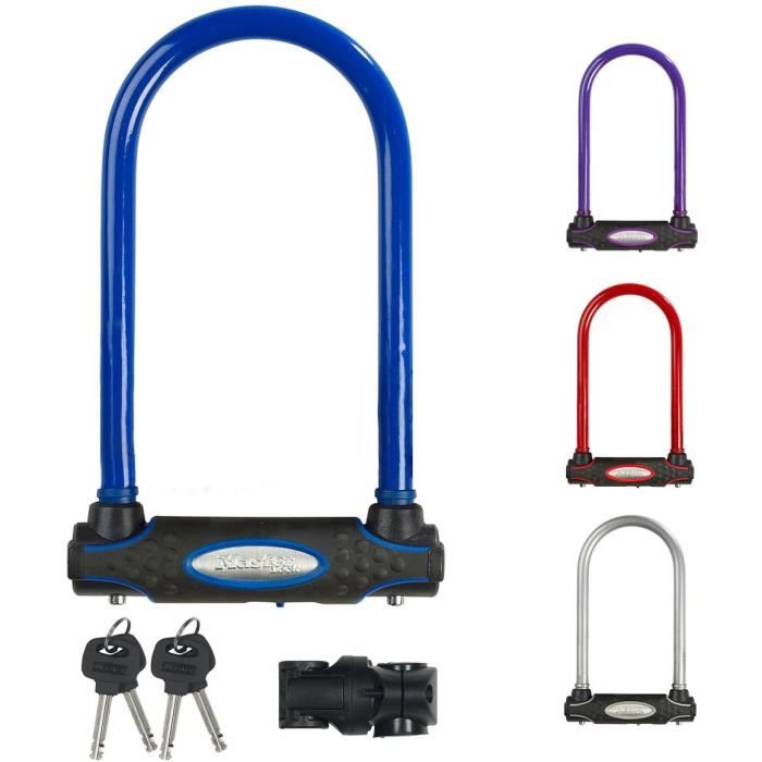 Antivol Vélo U à Clé - MASTER LOCK - 8195EURDPROCOL - Corps en Acier Cémenté - Anse à Double Verrouillage
