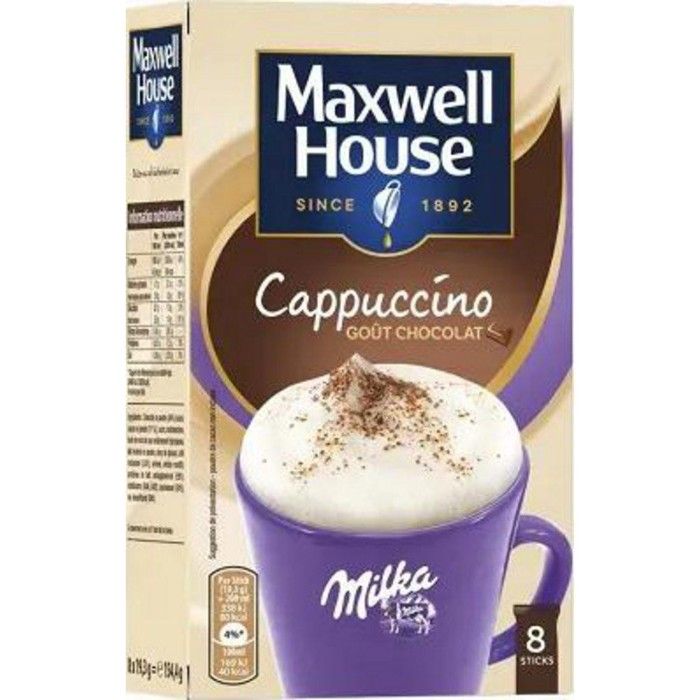 MAXWELL HOUSE Cappuccino Milka Café Soluble 8 sticks Sachet de 154