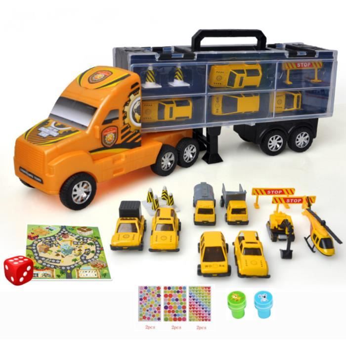 Jouet Enfant Camion Transporteur de Voitures pour Enfant Voiture de travaux avec 8pcs Mini Jouet Enfant Camion Transporteur de Voitures pour Enfant Voiture de travaux avec 8pcs Mini