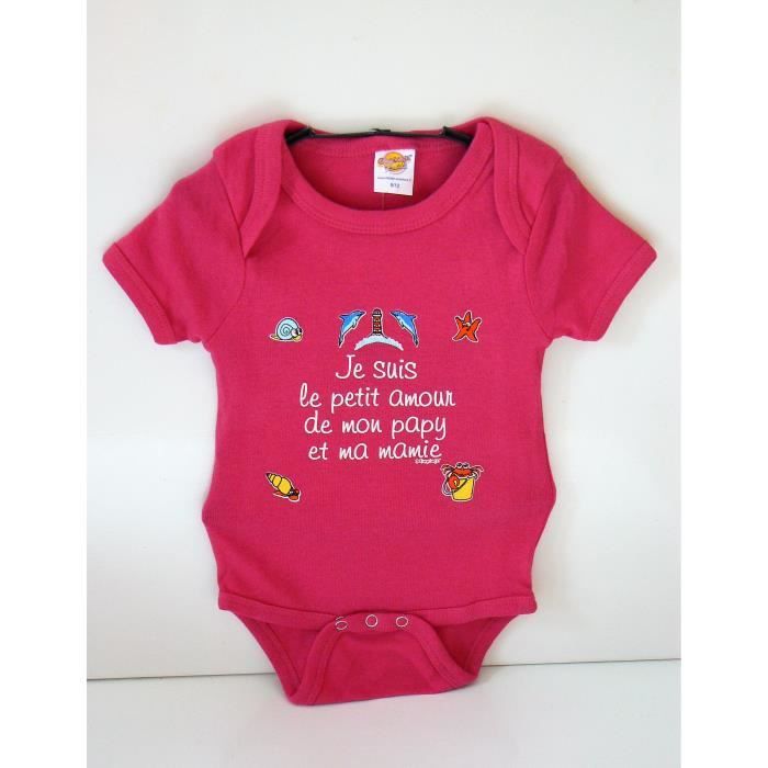 Body Bebe Fuchia Taille 6m Je Suis Le Petit Amour De Mon Papy Et Ma Mamie Rose Fuchia Cdiscount Pret A Porter