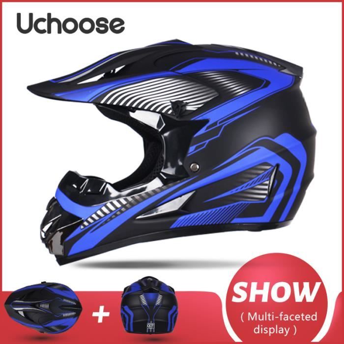 Casque Motocross DOT Enfant/adultes – Coque ABS+EPS, Avec Lunettes, Masque Et Gants, Tailles S à XL (52-59cm)