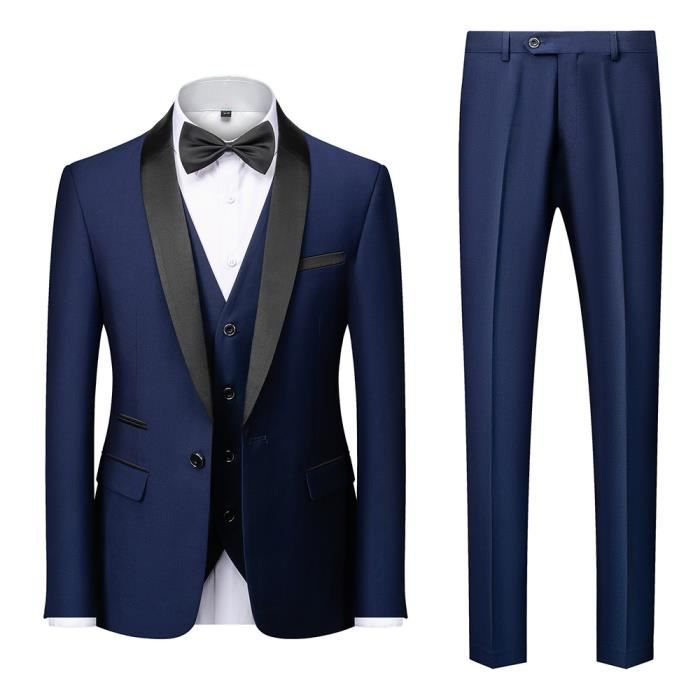 Veste+Noeud papillon)Veste homme de Marque paillette de luxe simple  garniture classique un bouton coupe slim de Vêtement Masculin Bleu-bleu -  Cdiscount Prêt-à-Porter