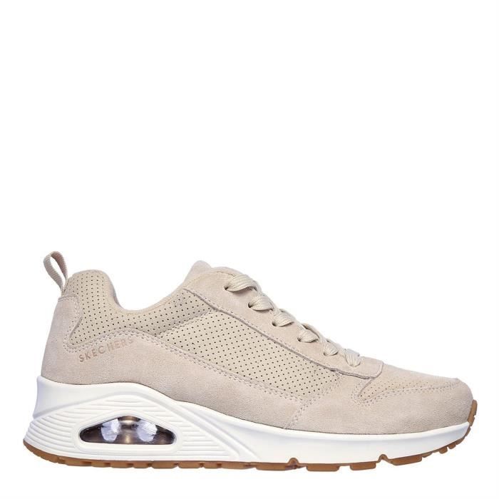 Skechers Baskets Femme - SKECHERS - Uno - Beige - Lacets - Col rembourré