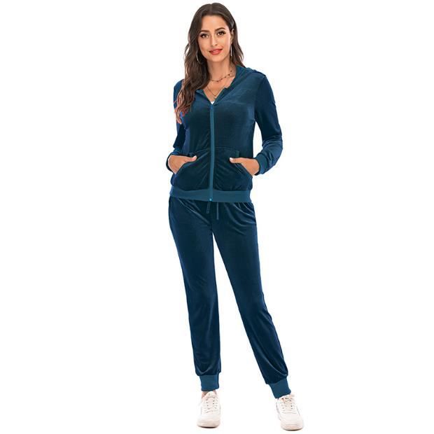 Survêtement Femme Ensembles Velours Sportswear Sweat Zippé à Capuche  Pantalon 2 Pièce Jogging Suit Sport Pyjama Décontracté-bleu cie bleu ciel -  Cdiscount Sport