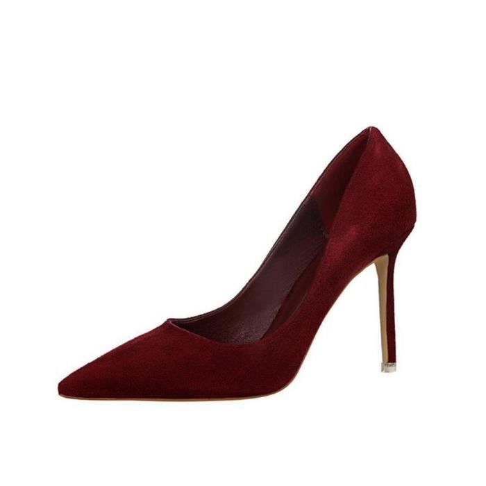 escarpins daim rouge