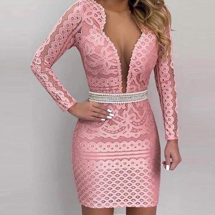 robe col v dentelle