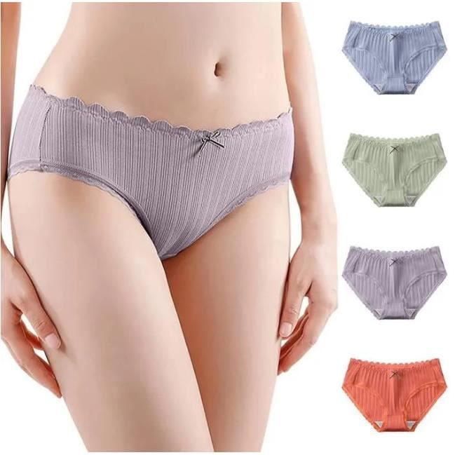 Culotte Femme Coton Dentelle ZHUODIKE Lot de 4 Multicolore Violet Multicolore Cdiscount Pret a Porter