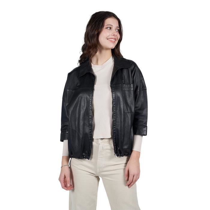 Veste En Cuir Noir Femme Summit Taille 20 (2XL) - Occasion Très Bon état - Style Biker
