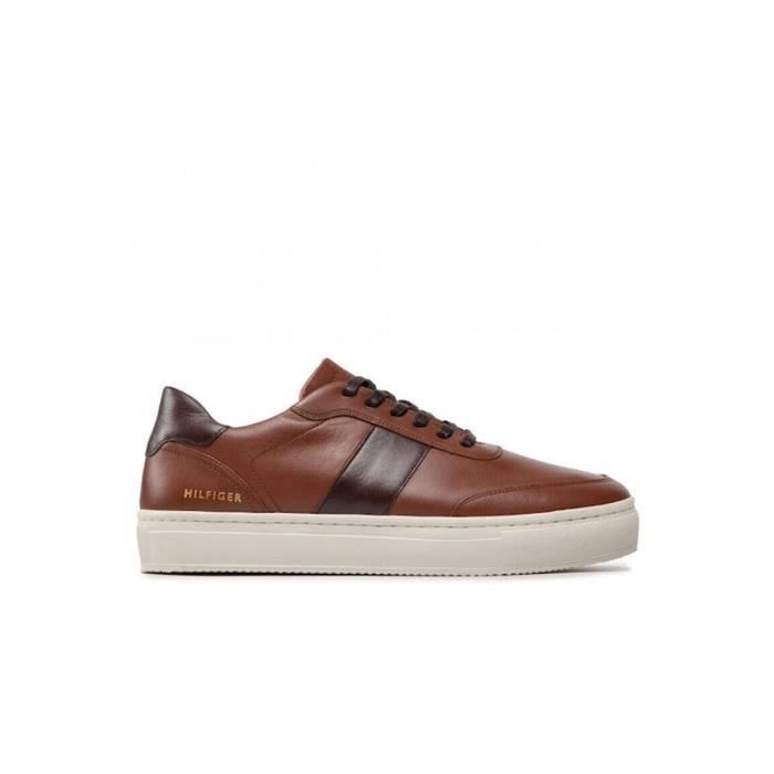 Sneakers basses en cuir Tommy Hilfiger Homme Marron Cdiscount Chaussures