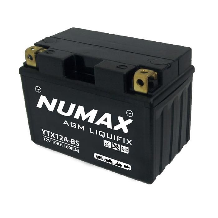 Batterie moto Numax Premium AGM avec pack acide YTX12A-BS 12V 10Ah 160A