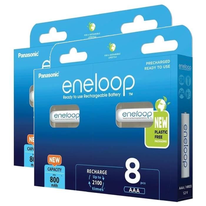 Lot de 2 Eneloops Pack 8 Piles Rechargeables Micro AAA 800mAh Ni-MH