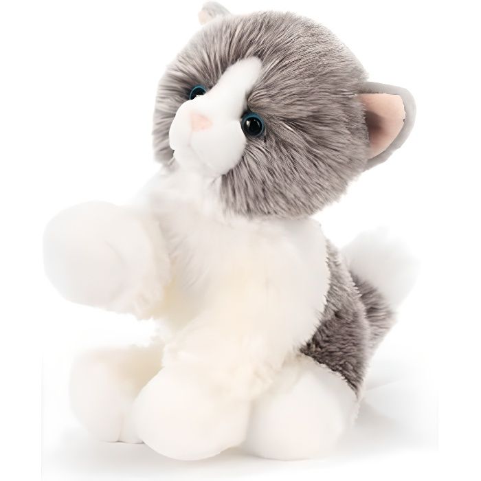 Peluche - Plush - Biagio Chat Blanc et Gris - 30 cm - Intérieur